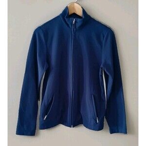 Lands' End Navy Track Jacket Sz 8-10 M Zip-Up Activewear Workout Performance